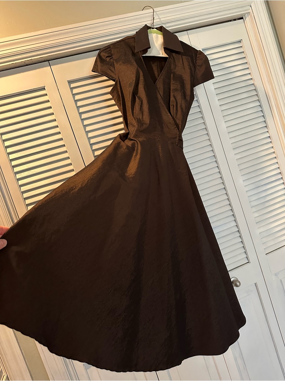 madison leigh Chocolate Brown Midi Fit-and-Flare Dress